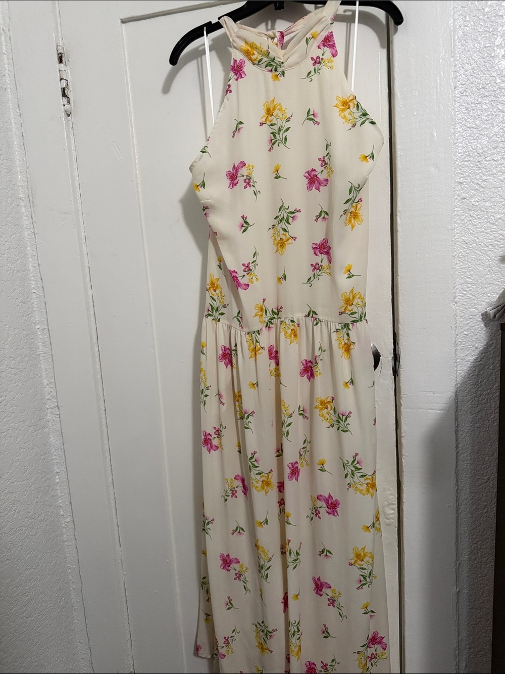 a new day Cream Floral Halter Maxi Dress with Pink & Yellow Blossoms